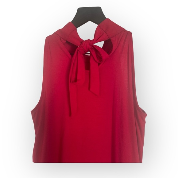 NWT White House Black Market frilly red sleeveless top - Picture 6 of 14